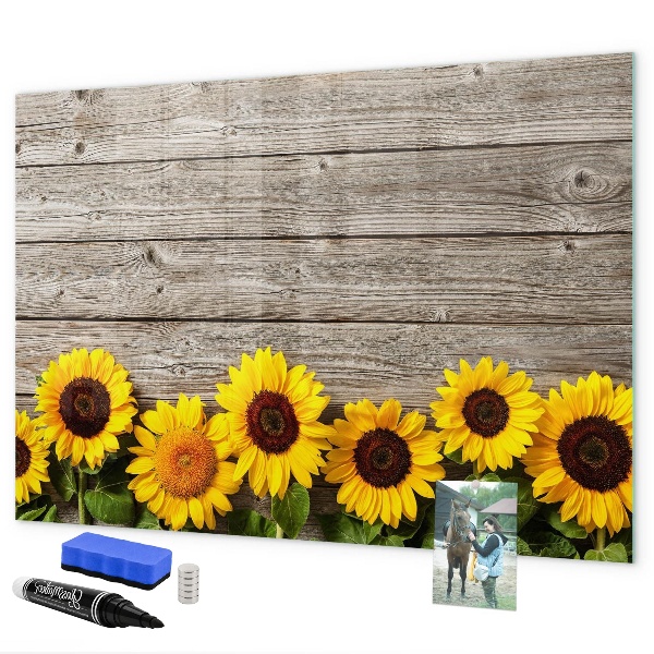 Lavagna magnetica scrivibile Tavola creativa con fiori di girasole