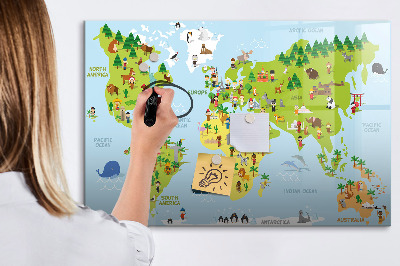 Lavagna magnetica scrivibile Mappa del mondo interattiva con foto
