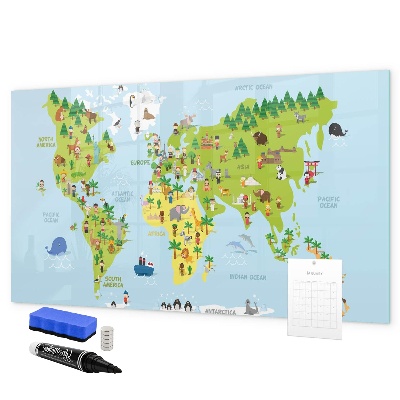 Lavagna magnetica scrivibile Mappa del mondo interattiva con foto