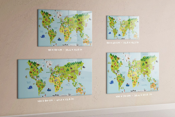 Lavagna magnetica scrivibile Mappa del mondo interattiva con foto