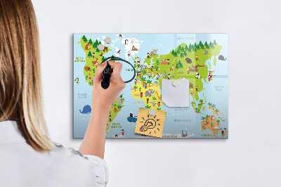 Lavagna magnetica scrivibile Mappa del mondo interattiva con foto