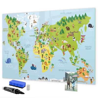 Lavagna magnetica scrivibile Mappa del mondo interattiva con foto