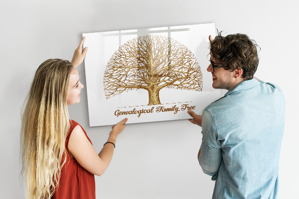 Lavagna magnetica con pennarelli Albero genealogico con spazio per le foto