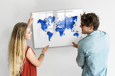 Lavagna magnetica con pennarelli Mappa del mondo con indicazione delle posizioni delle foto