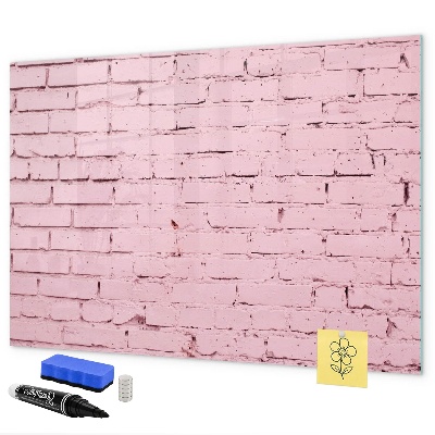 Lavagna magnetica con pennarelli Parete rosa con spazio per le foto