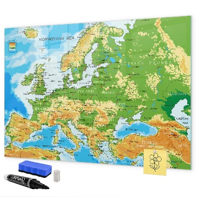 Lavagna magnetica scrivibile Una mappa dell'Europa per i ricordi personali