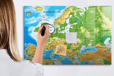 Lavagna magnetica scrivibile Una mappa dell'Europa per i ricordi personali