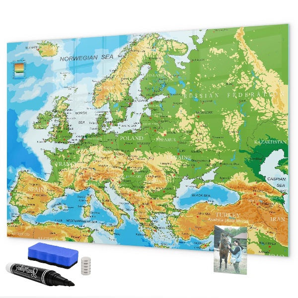 Lavagna magnetica scrivibile Una mappa dell'Europa per i ricordi personali