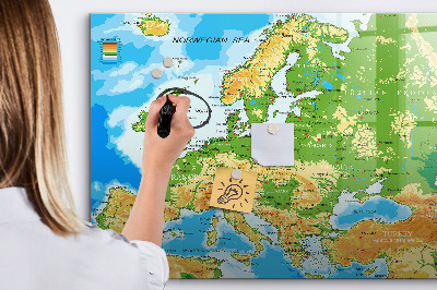 Lavagna magnetica scrivibile Una mappa dell'Europa per i ricordi personali
