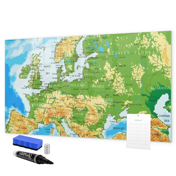 Lavagna magnetica scrivibile Una mappa dell'Europa per i ricordi personali
