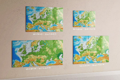 Lavagna magnetica scrivibile Una mappa dell'Europa per i ricordi personali