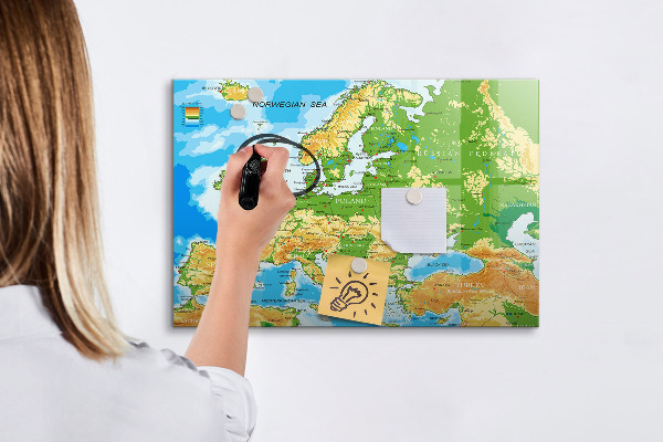 Lavagna magnetica scrivibile Una mappa dell'Europa per i ricordi personali