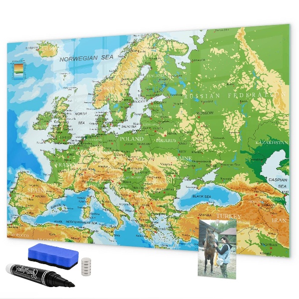 Lavagna magnetica scrivibile Una mappa dell'Europa per i ricordi personali