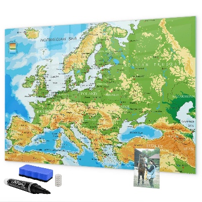 Lavagna magnetica scrivibile Una mappa dell'Europa per i ricordi personali