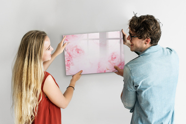 Lavagna magnetica con pennarelli Ricordi romantici su uno sfondo rosa
