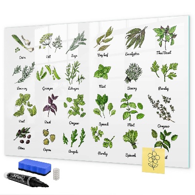 Lavagna magnetica scrivibile Erbe aromatiche e fotografie, tutto in un unico posto.