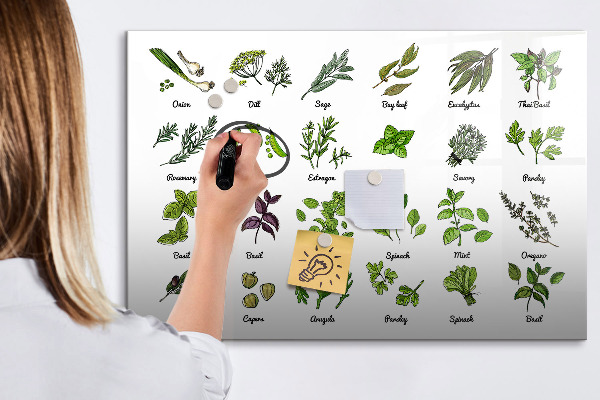 Lavagna magnetica scrivibile Erbe aromatiche e fotografie, tutto in un unico posto.