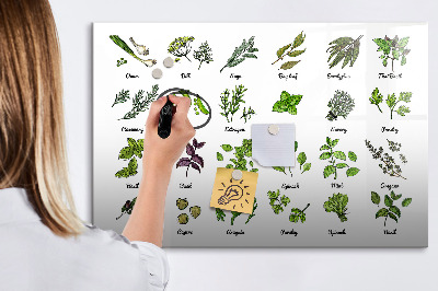 Lavagna magnetica scrivibile Erbe aromatiche e fotografie, tutto in un unico posto.