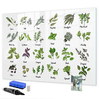 Lavagna magnetica scrivibile Erbe aromatiche e fotografie, tutto in un unico posto.