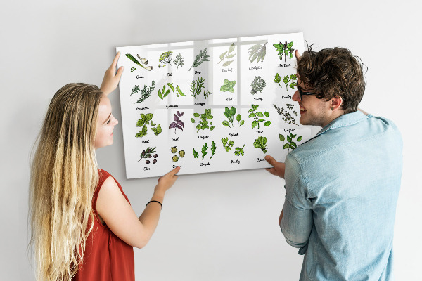 Lavagna magnetica scrivibile Erbe aromatiche e fotografie, tutto in un unico posto.