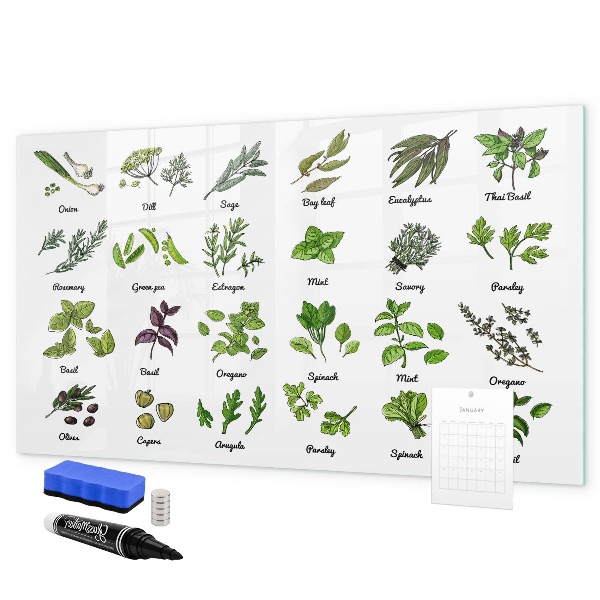 Lavagna magnetica scrivibile Erbe aromatiche e fotografie, tutto in un unico posto.