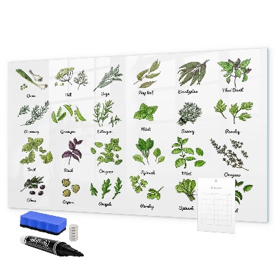Lavagna magnetica scrivibile Erbe aromatiche e fotografie, tutto in un unico posto.