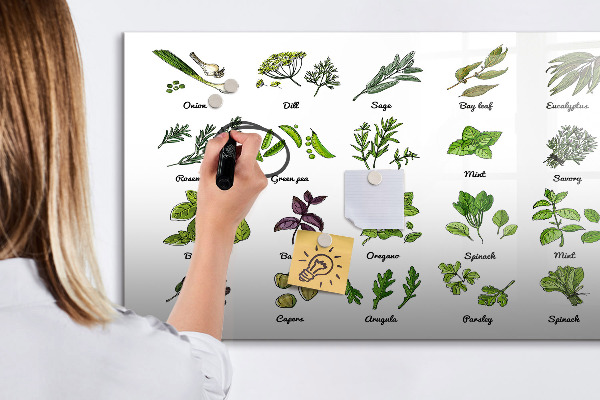 Lavagna magnetica scrivibile Erbe aromatiche e fotografie, tutto in un unico posto.