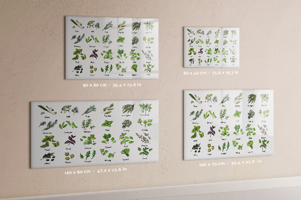 Lavagna magnetica scrivibile Erbe aromatiche e fotografie, tutto in un unico posto.