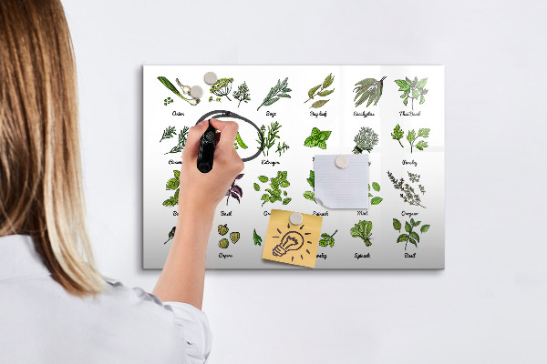 Lavagna magnetica scrivibile Erbe aromatiche e fotografie, tutto in un unico posto.