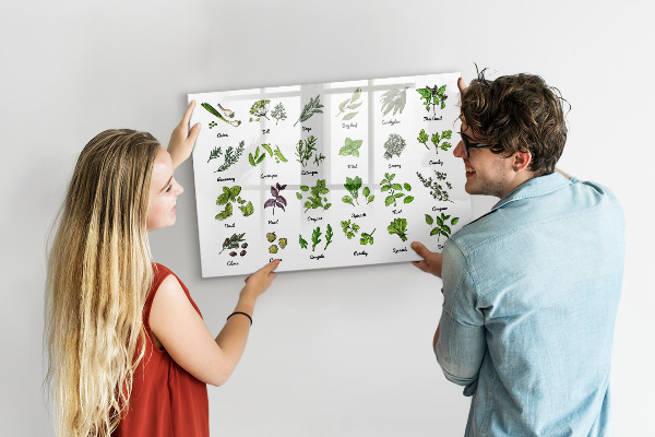 Lavagna magnetica scrivibile Erbe aromatiche e fotografie, tutto in un unico posto.