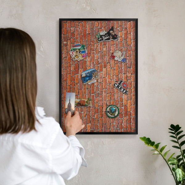 Lavagna magnetica in metallo decorata di colore nero Motivo a mattoni