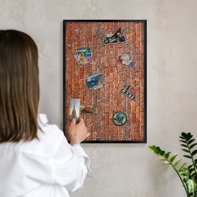 Lavagna magnetica in metallo decorata di colore nero Motivo a mattoni