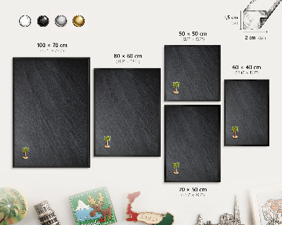 Lavagna magnetica per collezioni di calamite con cornice nera Texture grigia