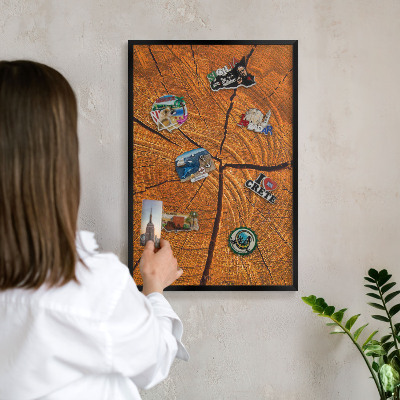 Lavagna magnetica in metallo decorata di colore nero Venature del legno
