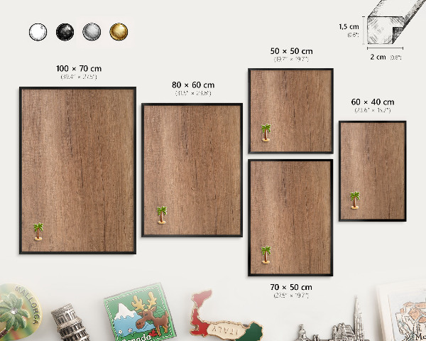 Lavagna magnetica in metallo decorata di colore nero Trama effetto legno