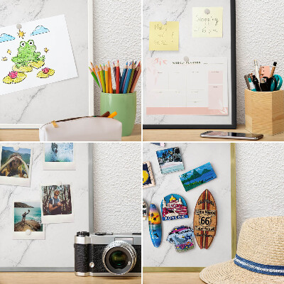 Lavagna magnetica per collezioni di calamite con cornice nera Motivo marmorizzato