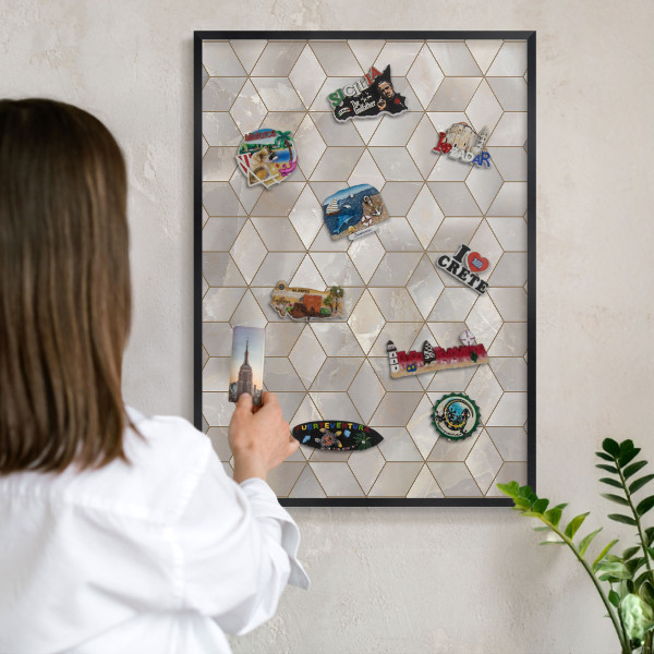 Lavagna magnetica in metallo decorata di colore nero Sfondo chl