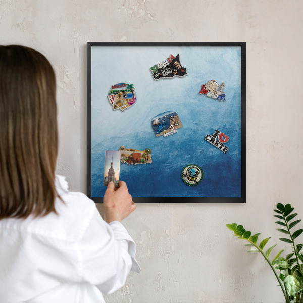 Lavagna magnetica in metallo decorata di colore nero Astrazioni blu