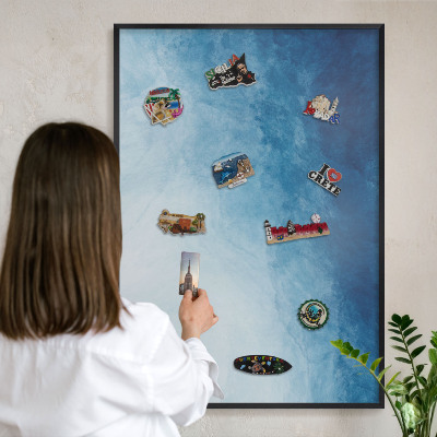 Lavagna magnetica in metallo decorata di colore nero Astrazioni blu