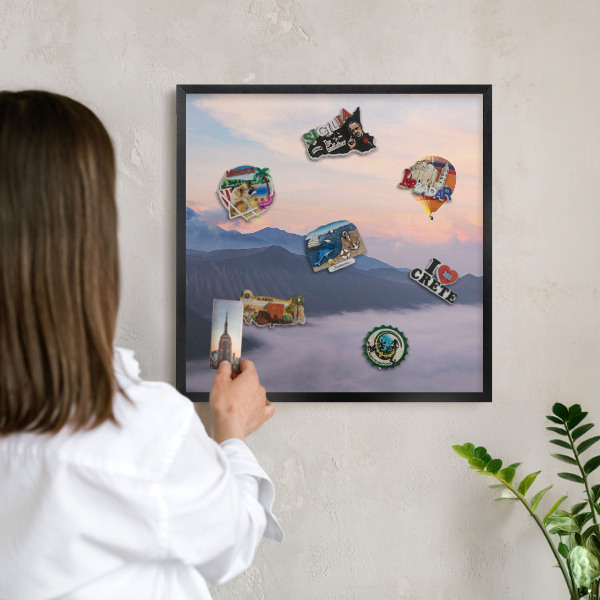 Lavagna magnetica in metallo decorata di colore nero Viaggio nel cielo
