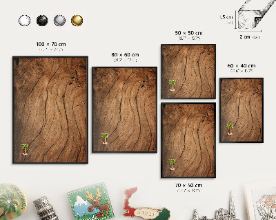 Lavagna magnetica per collezioni di calamite con cornice nera Venature del legno