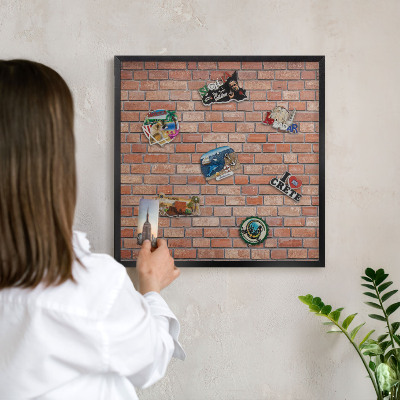 Lavagna magnetica in metallo decorata di colore nero Muro di mattoni