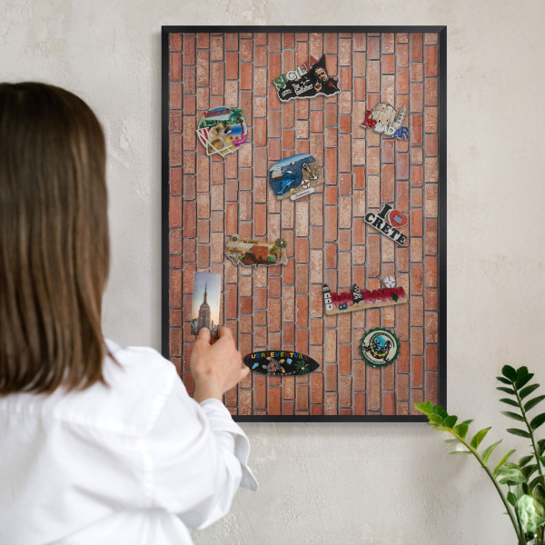 Lavagna magnetica in metallo decorata di colore nero Muro di mattoni
