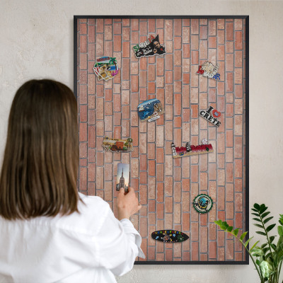 Lavagna magnetica in metallo decorata di colore nero Muro di mattoni