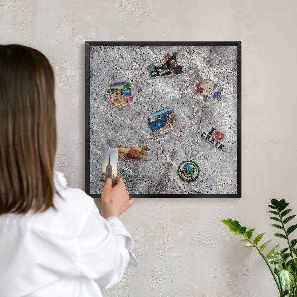 Lavagna magnetica in metallo decorata di colore nero Marmo aggiunto