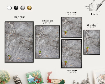 Lavagna magnetica in metallo decorata di colore nero Marmo aggiunto