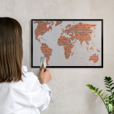 Lavagna magnetica in metallo decorata di colore nero Mappa dei mattoni