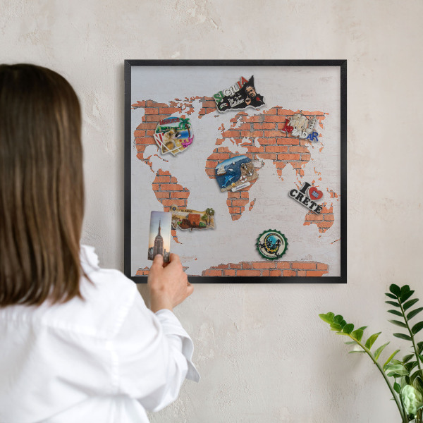 Lavagna magnetica in metallo decorata di colore nero Mappa dei mattoni