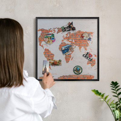 Lavagna magnetica in metallo decorata di colore nero Mappa dei mattoni
