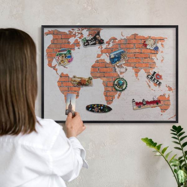 Lavagna magnetica in metallo decorata di colore nero Mappa dei mattoni